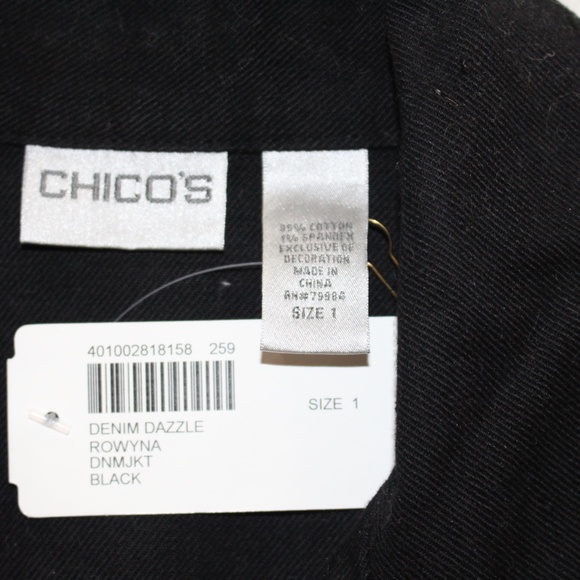 Chico's ,  Denim Dazzle Rowena  jacket black size 1 - Picture 7 of 9